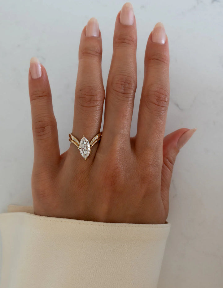 1.50CT-2.50CT Marquise E/VS Lab Grown Diamond Engagement Unique Ring Designs With Matching Diamond Band