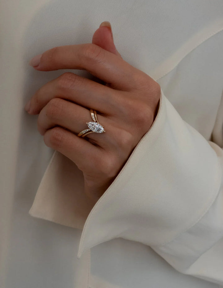 1.50CT-2.50CT Marquise E/VS Lab Grown Diamond Engagement Unique Ring Designs With Matching Diamond Band