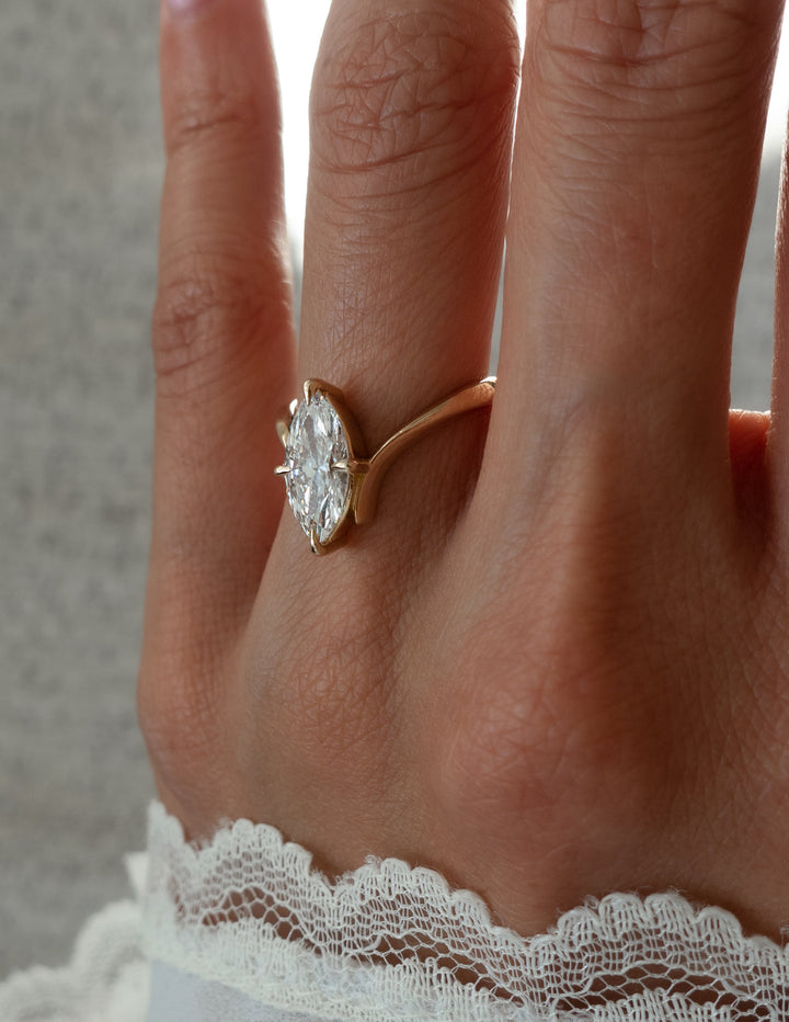 1.25CT-2.0CT Marquise Cut Lab Grown Diamond Grande Engagement Ring