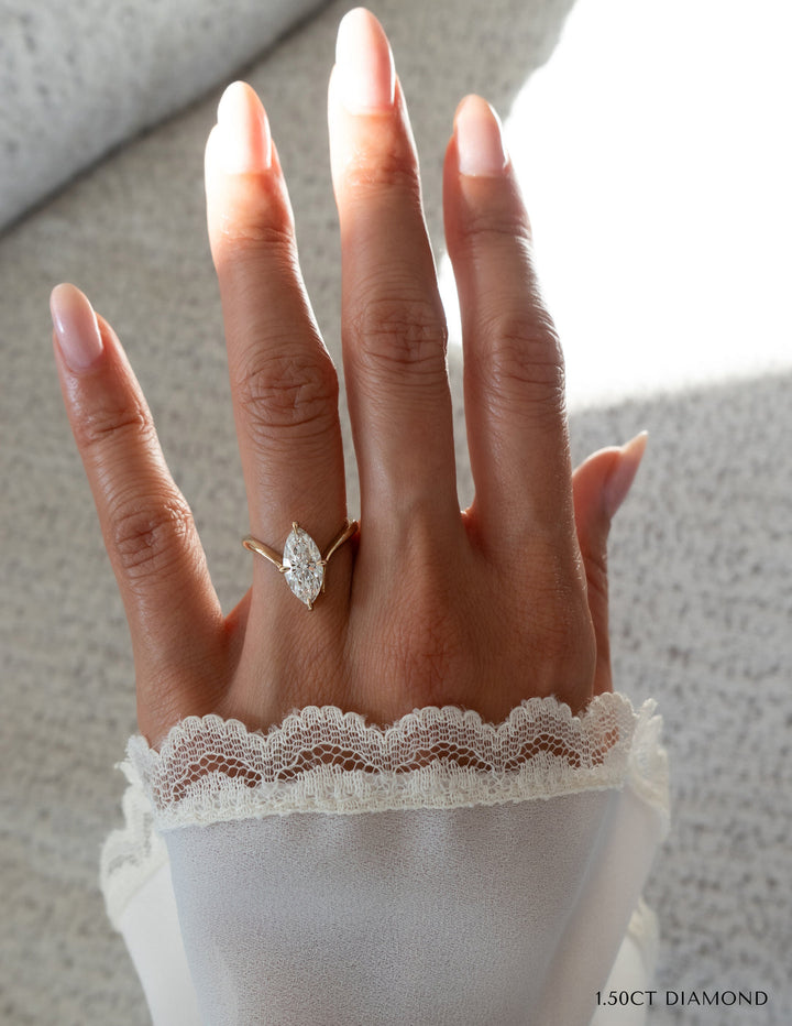 1.25CT-2.0CT Marquise Cut Lab Grown Diamond Grande Engagement Ring