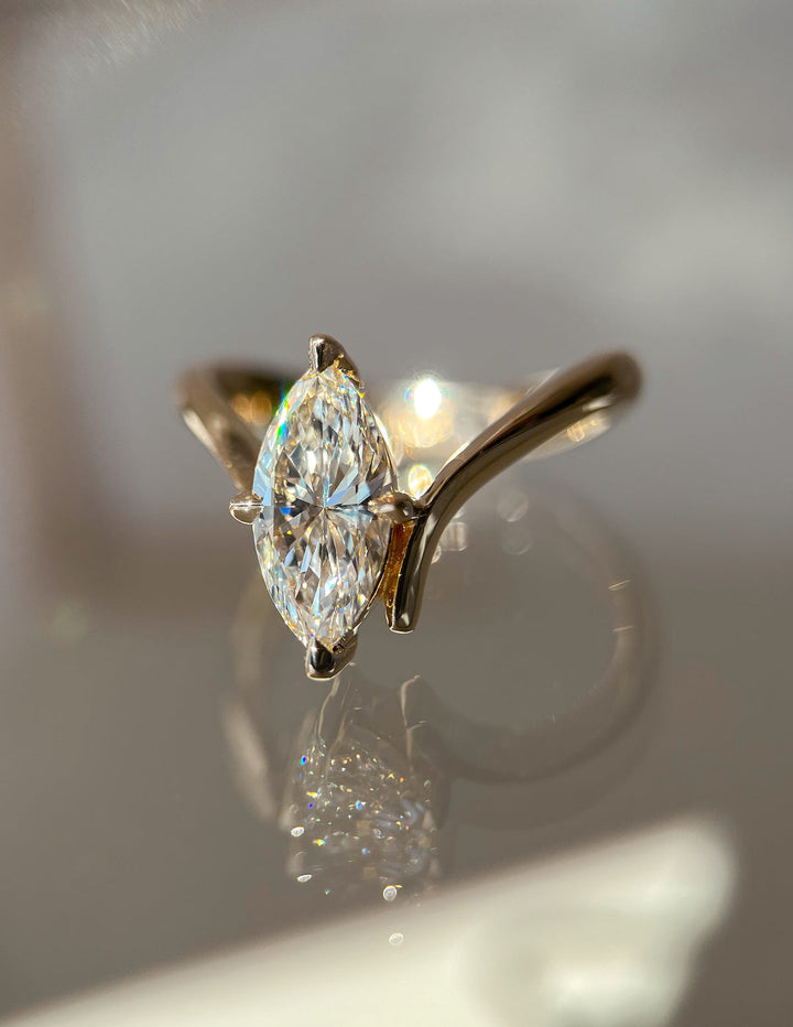 1.25CT-2.0CT Marquise Cut Lab Grown Diamond Grande Engagement Ring