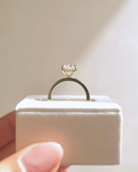 1.50CT Oval F/VS1 CVD Diamond Hidden Halo Solitaire Engagement Ring