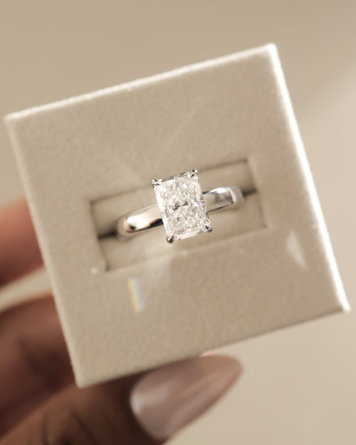 2.0CT Radiant E/VS1 Lab Grown Diamond Hidden Halo Solitaire Engagement Ring