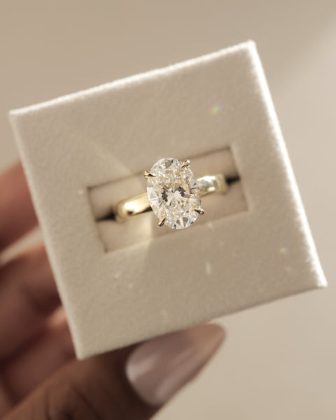 2.0CT Oval E/VS1 Lab Grown Diamond Hidden Halo Solitaire Engagement Ring