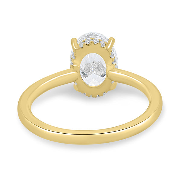 2.0CT Oval E/VS1 Lab Grown Diamond Hidden Halo Solitaire Engagement Ring