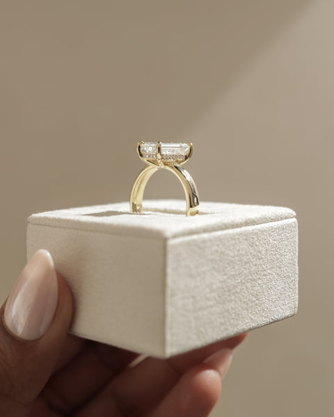 1.0CT Emerald Cut E/VS1 Lab Grown Diamond Hidden Halo Solitaire Engagement Ring