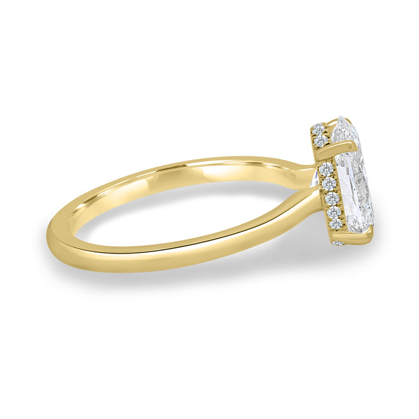 2.0CT Oval E/VS1 Lab Grown Diamond Hidden Halo Solitaire Engagement Ring