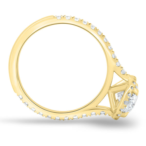 1.50CT Oval Cut E/VS Lab Grown Diamond Halo Cathedral Pave Engagement Ring