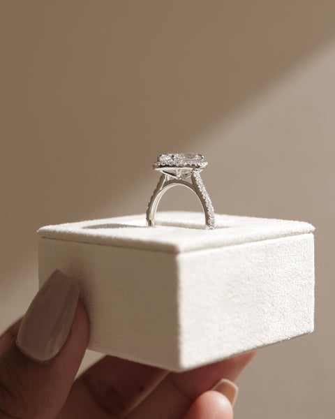 1.50CT Marquise Cut E/VS2 Lab Grown Diamond Halo Cathedral Pave Engagement Ring