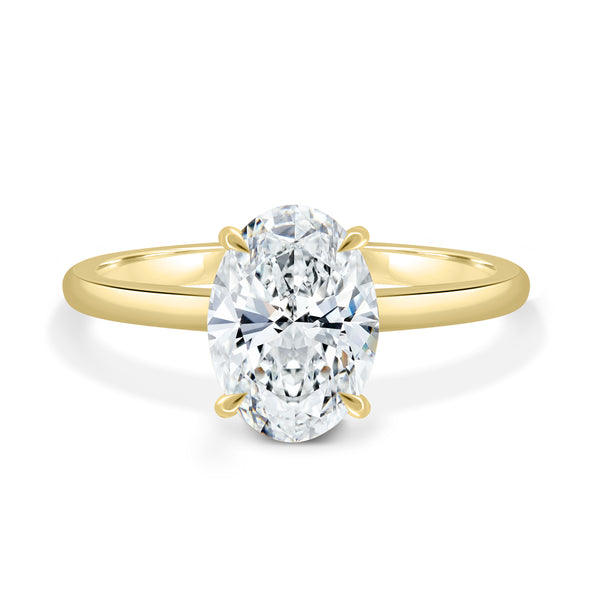 2.0CT Oval E/VS1 Lab Grown Diamond Hidden Halo Solitaire Engagement Ring