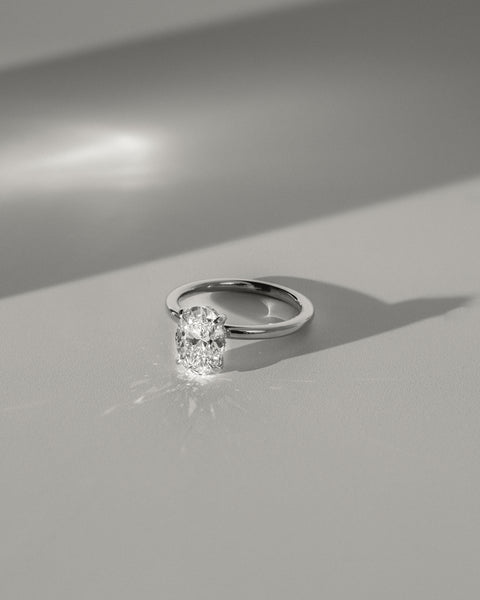 2.0CT Oval E/VS1 Lab Grown Diamond Hidden Halo Solitaire Engagement Ring