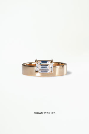 1.0ct Emerald East West F/VS1 CVD Diamond Classic Solitaire Engagement Ring