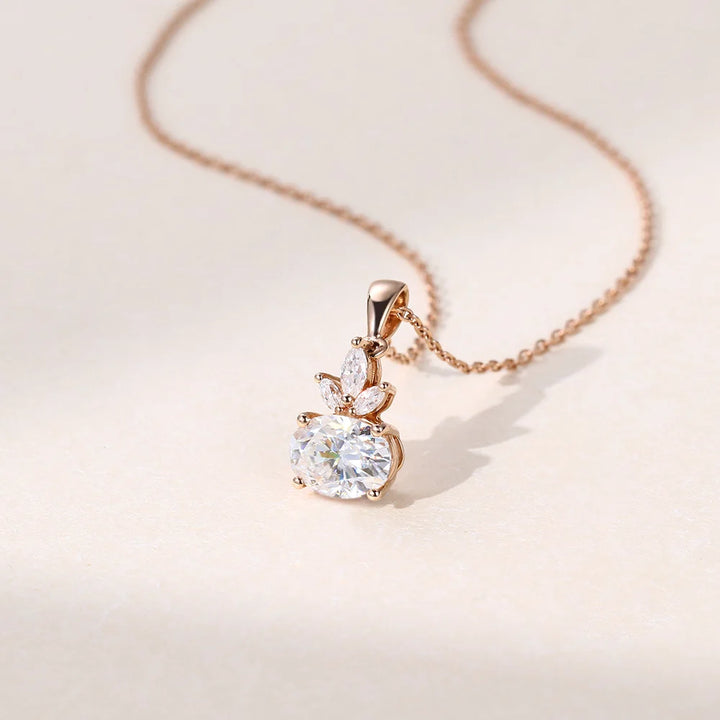 East West Oval Cut Cluster Lab Grown Pendant Necklace Ideas