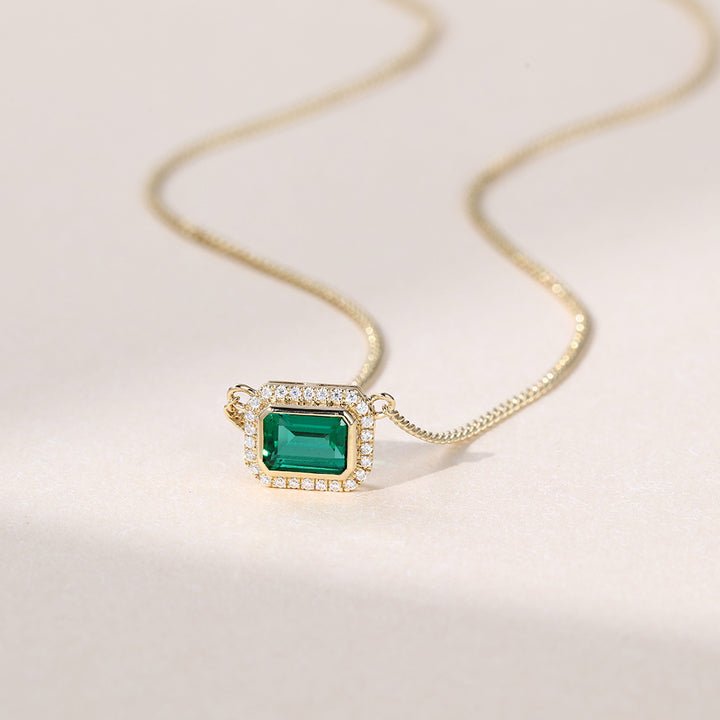 Emerald Cut Halo Lab Grown Diamond Necklace Designs