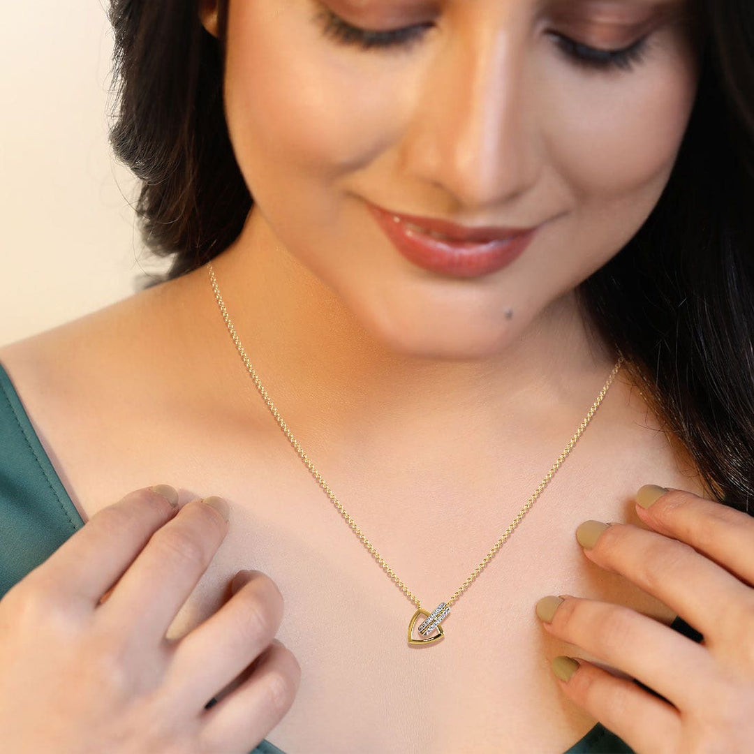 Round Lab Grown Diamond Open Triangle Pendant Necklace