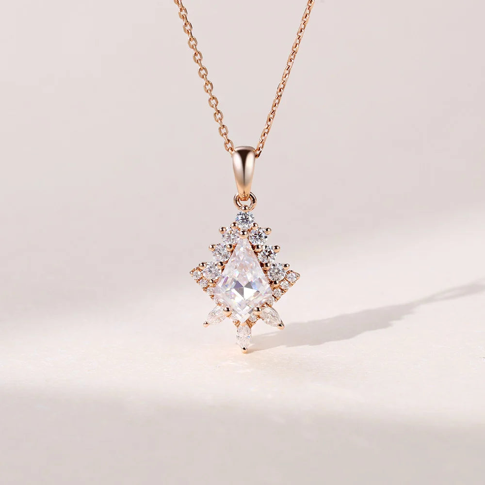 Kite Cut Lab Grown Diamond Art Deco Pendant Necklace For Women