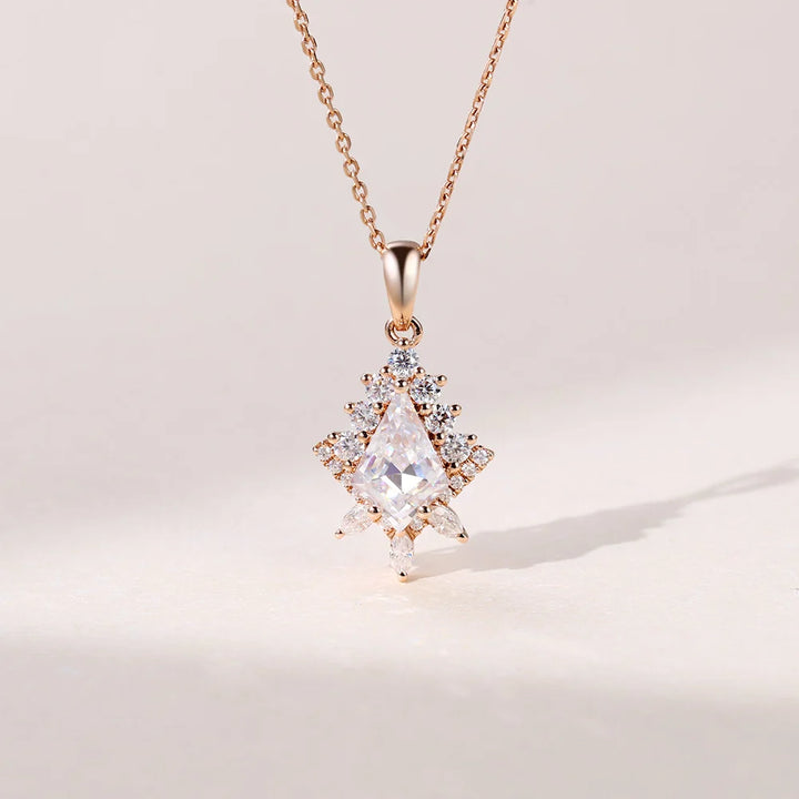 Kite Cut Lab Grown Diamond Art Deco Pendant Necklace For Women