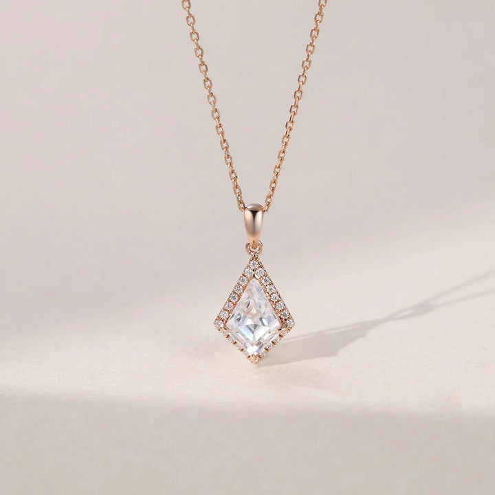 Kite Cut Halo Lab Grown Diamond Necklace Elegant