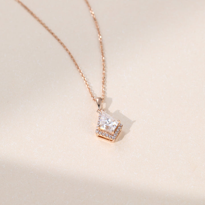Kite Cut Halo Lab Grown Diamond Necklace Elegant