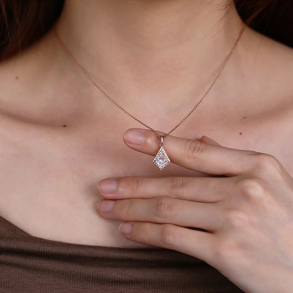 Kite Cut Halo Lab Grown Diamond Necklace Elegant