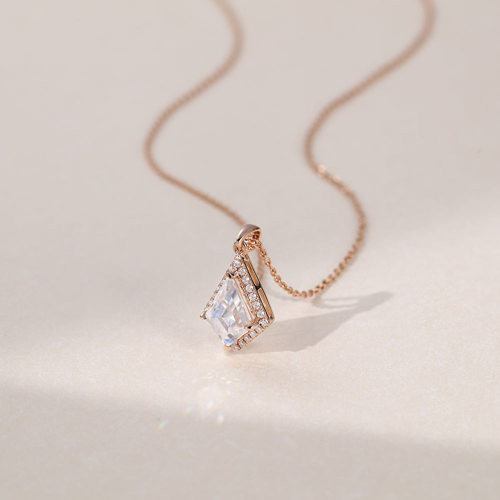Kite Cut Halo Lab Grown Diamond Necklace Elegant