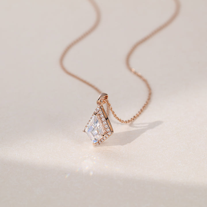 Kite Cut Halo Lab Grown Diamond Necklace Elegant