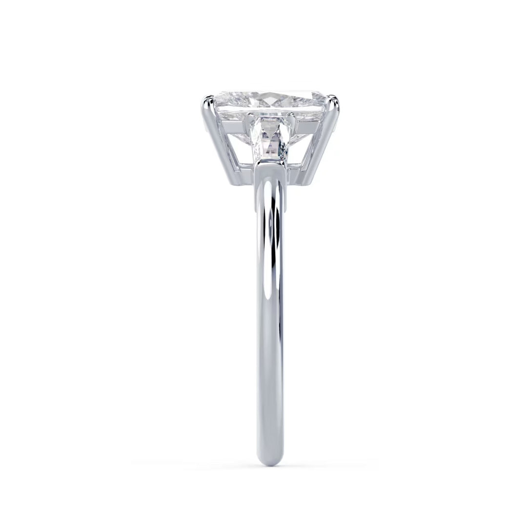 1.50CT Elongated Cushion E/VS1 Lab Grown Diamond Three Stone Engagement Rings