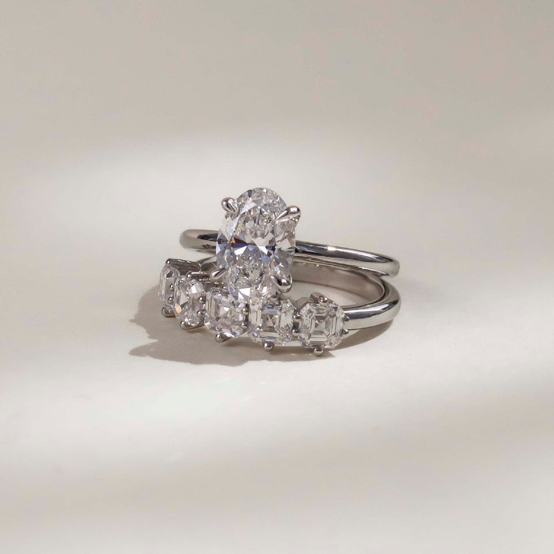 Asscher E/VS Lab Grown Diamond Wedding Band For His And Hers