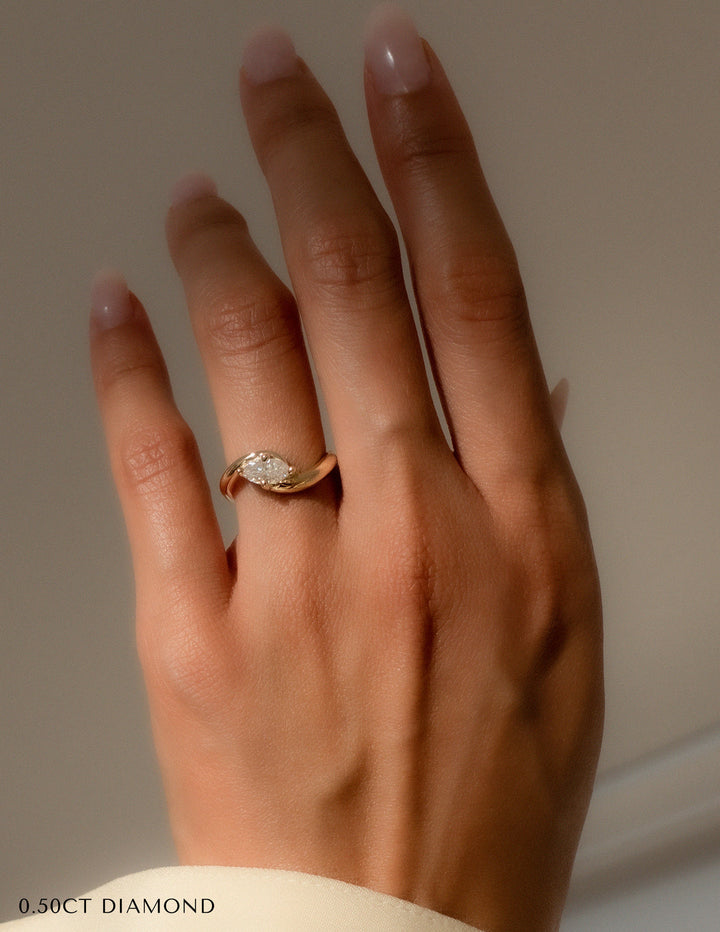 1.0CT-2.0CT Marquise Cut Lab Grown Diamond Antique Engagement Ring