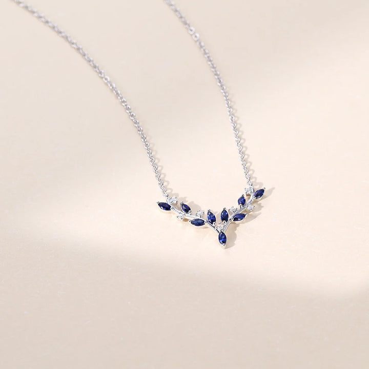 Sapphire Marquise Cut Antler Nature Inspired Lab Grown Diamond Necklace Designs