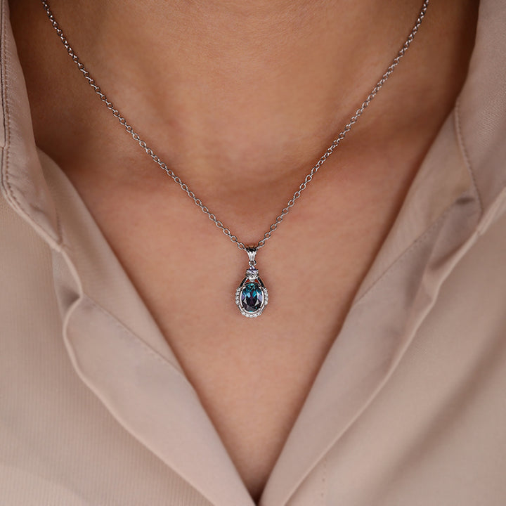 Oval Lab Grown Diamond Pendant Necklace For Women