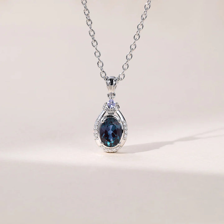 Oval Lab Grown Diamond Pendant Necklace For Women