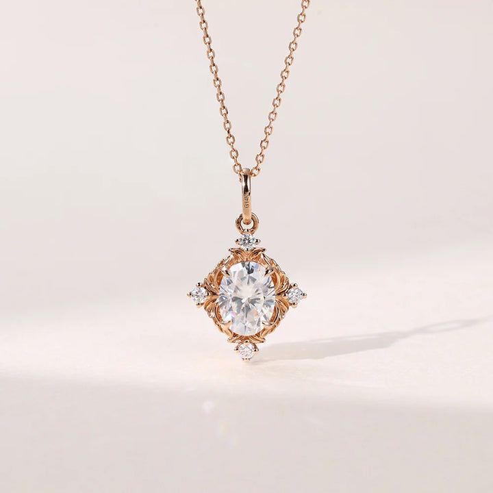 Oval Cut Lab Grown Diamond Necklace Designs