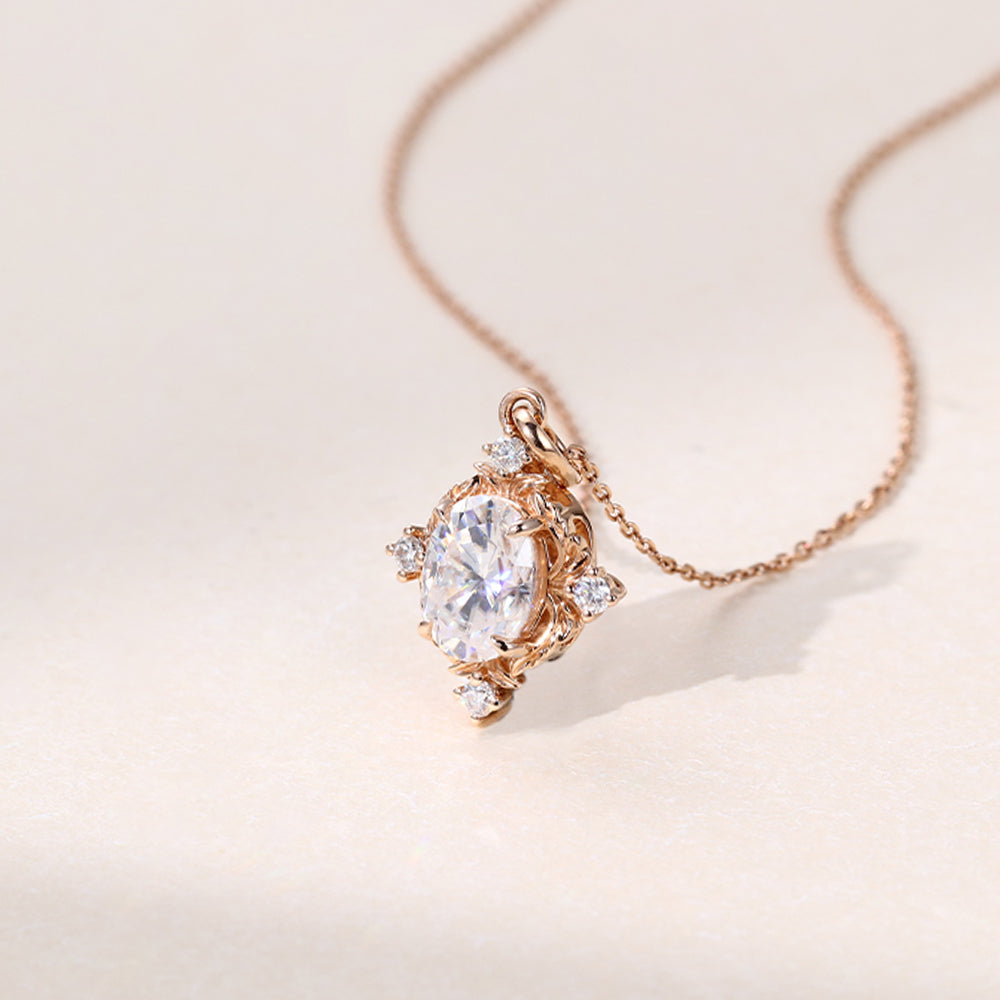 Oval Cut Lab Grown Diamond Necklace Designs