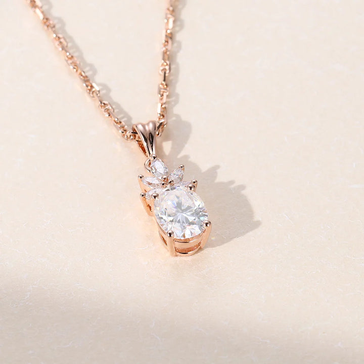 Oval Cut Cluster Lab Grown Necklace For Women