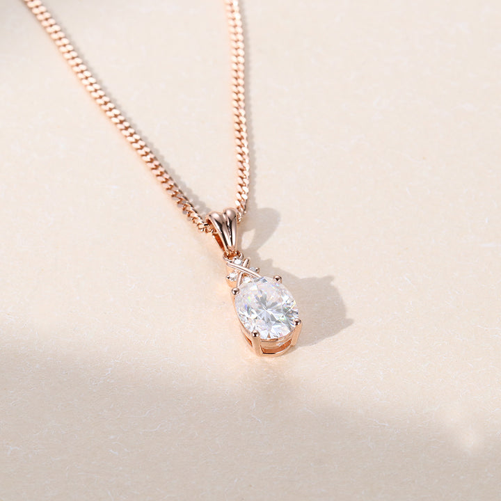 Oval Cut Cross Lab Grown Diamond Pendant Necklace