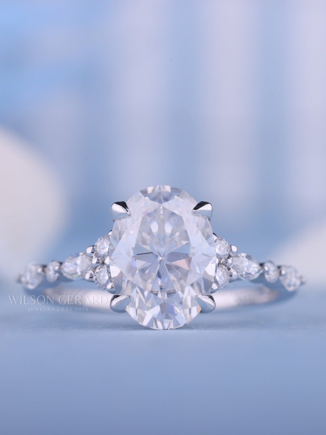 2.0CT Oval E/VS1 CVD Diamond Cluster Engagement Ring