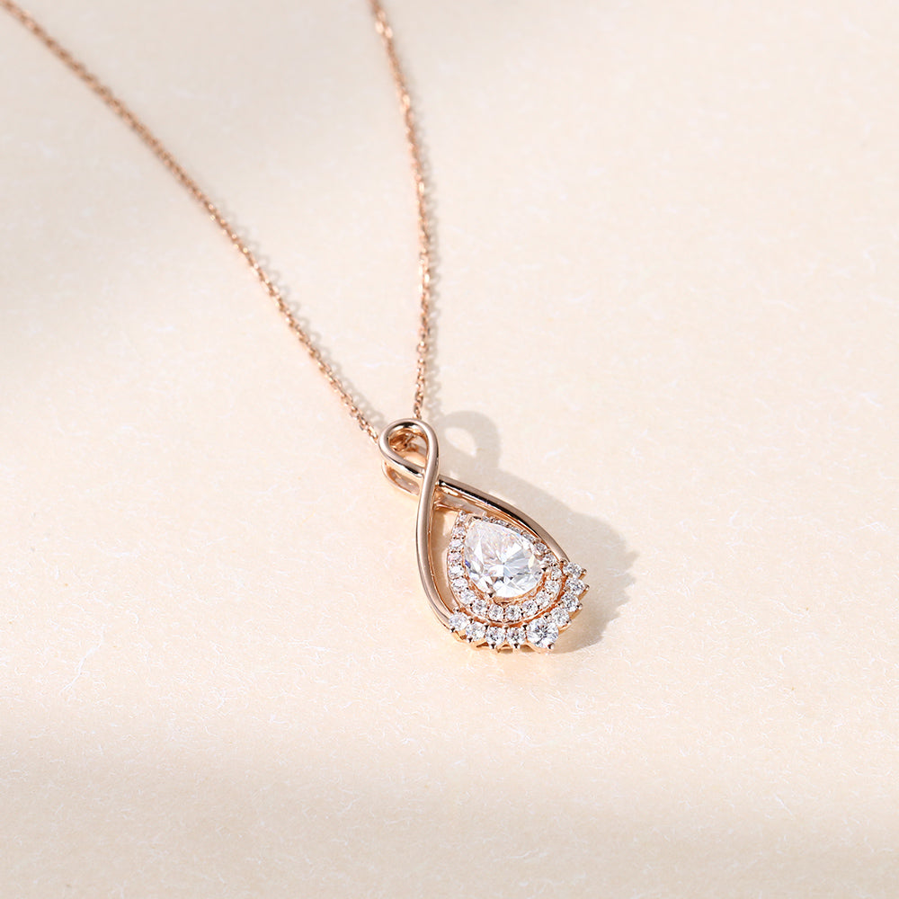 Pear Cut Halo Infinity Lab Grown Diamond Necklace Designs For Women