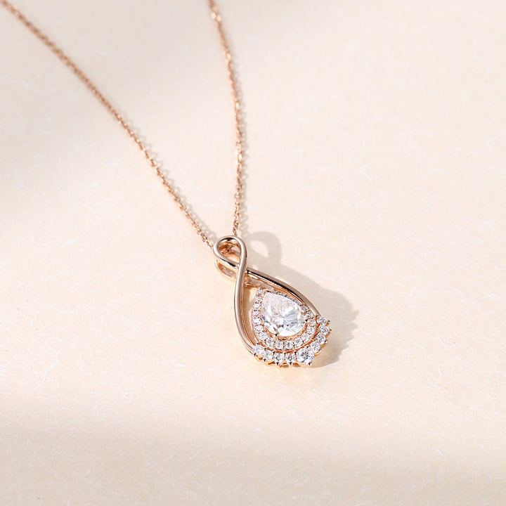 Pear Cut Halo Infinity Lab Grown Diamond Necklace Designs For Women