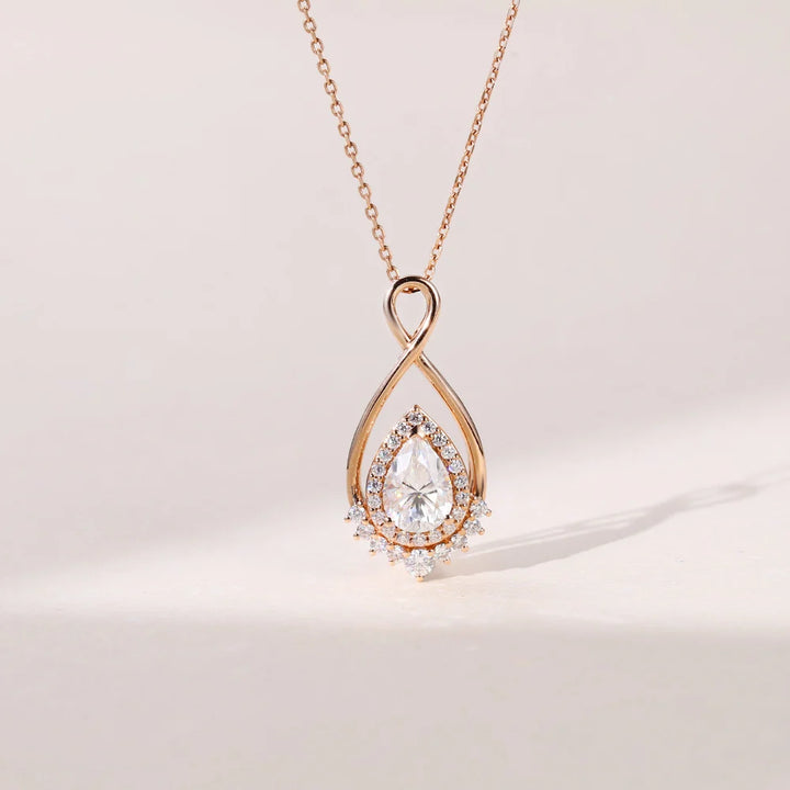 Pear Cut Halo Infinity Lab Grown Diamond Necklace Designs For Women