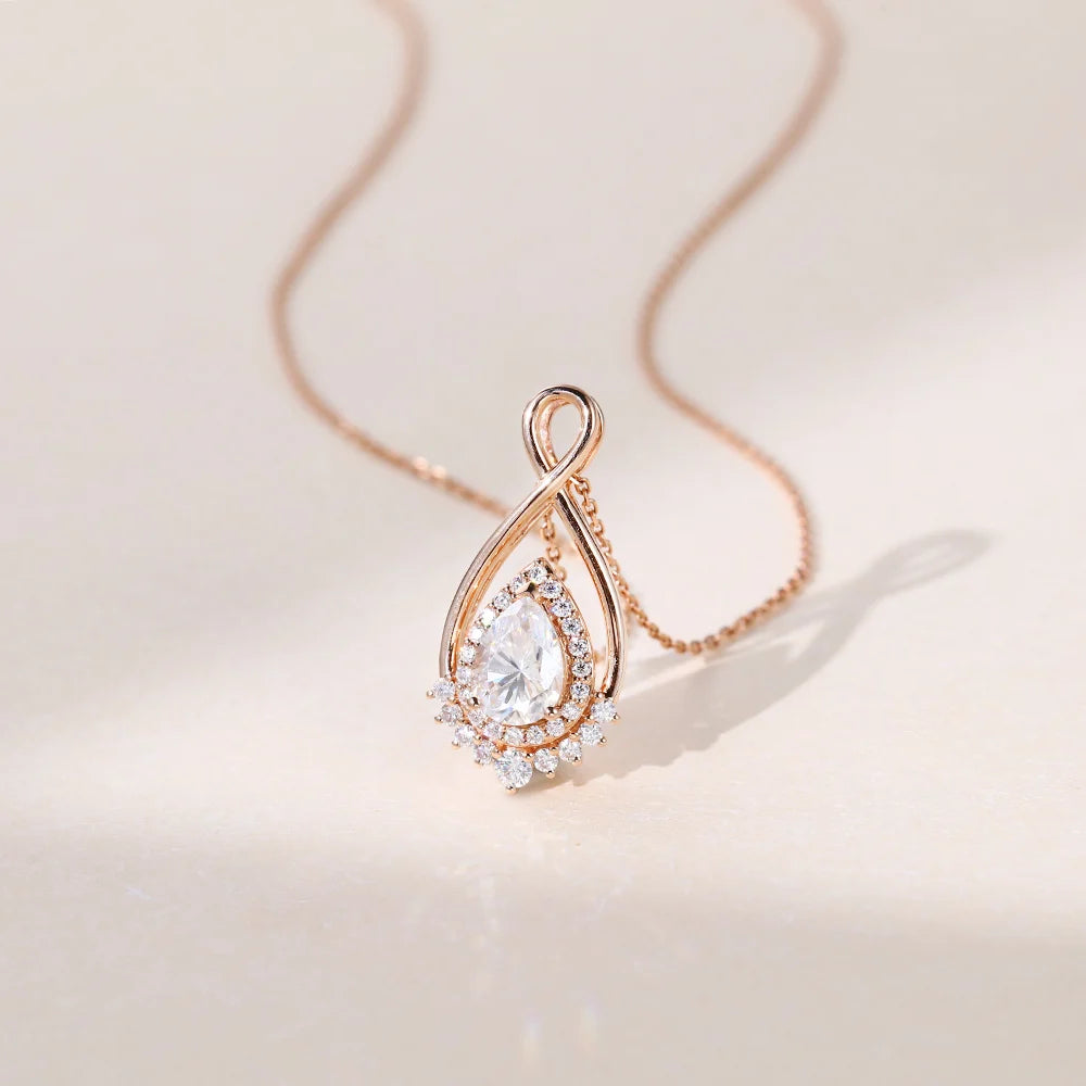 Pear Cut Halo Infinity Lab Grown Diamond Necklace Designs For Women