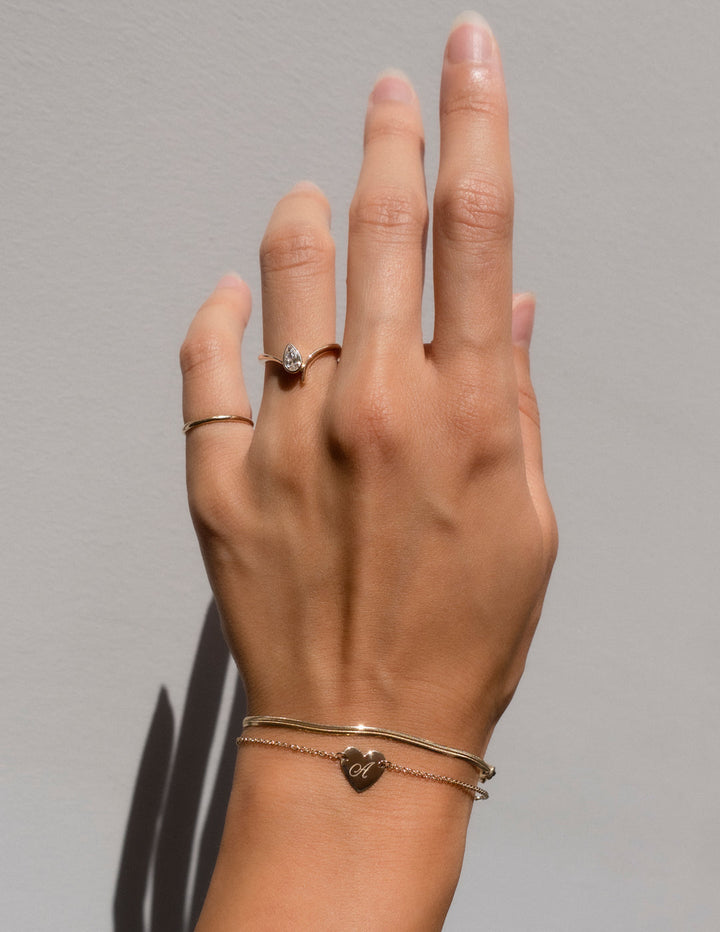 0.50CT-1.50CT Bezel Pear Cut Lab Grown Diamond Unique Engagement Ring