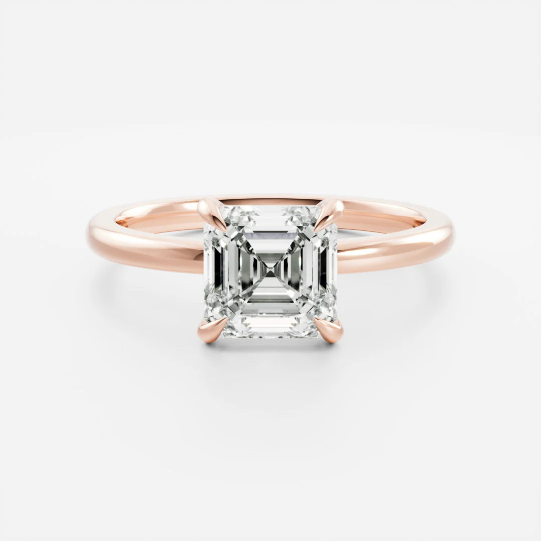 1.0CT Asscher Cut Lab Grown Diamond Solitaire Engagement Ring