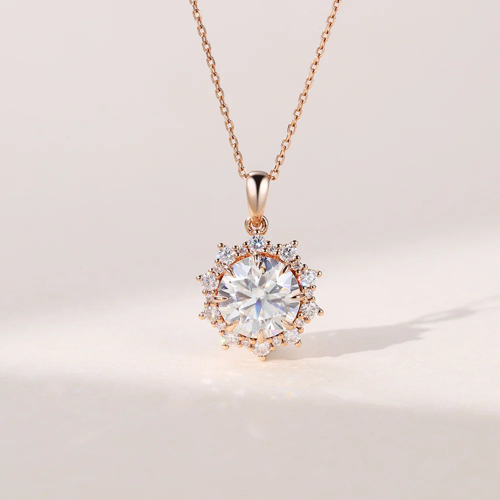Round Cut Halo Lab Grown Diamond Necklace Ideas