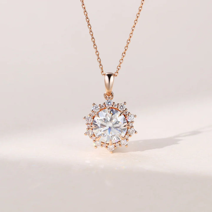 Round Cut Halo Lab Grown Diamond Necklace Ideas