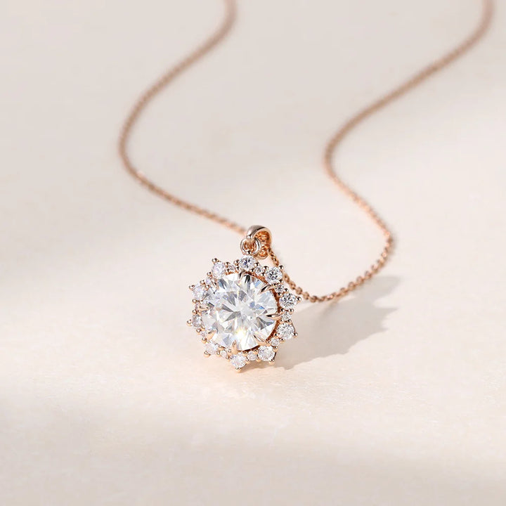 Round Cut Halo Lab Grown Diamond Necklace Ideas