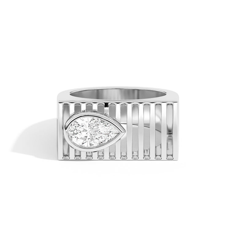 1.0ct Pear Cut Diamond Unique Engagement Ring