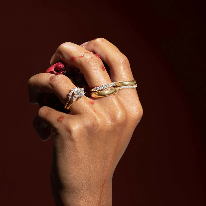 1.50CT Elongated Cushion Cut Three Stones Lab Grown Diamond Engagement Ring