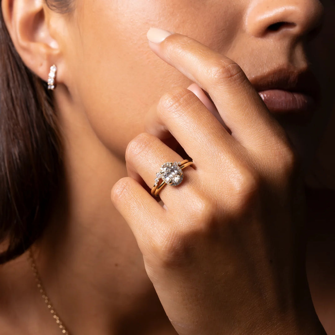 2.0CT Oval Cut Lab Grown Diamond Halo Solitaire Engagement Ring