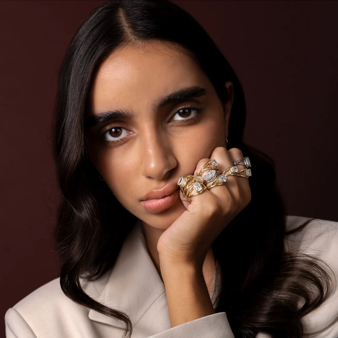 2.0CT East West Marquise Cut Lab Grown Diamond Split Shank Engagement Ring